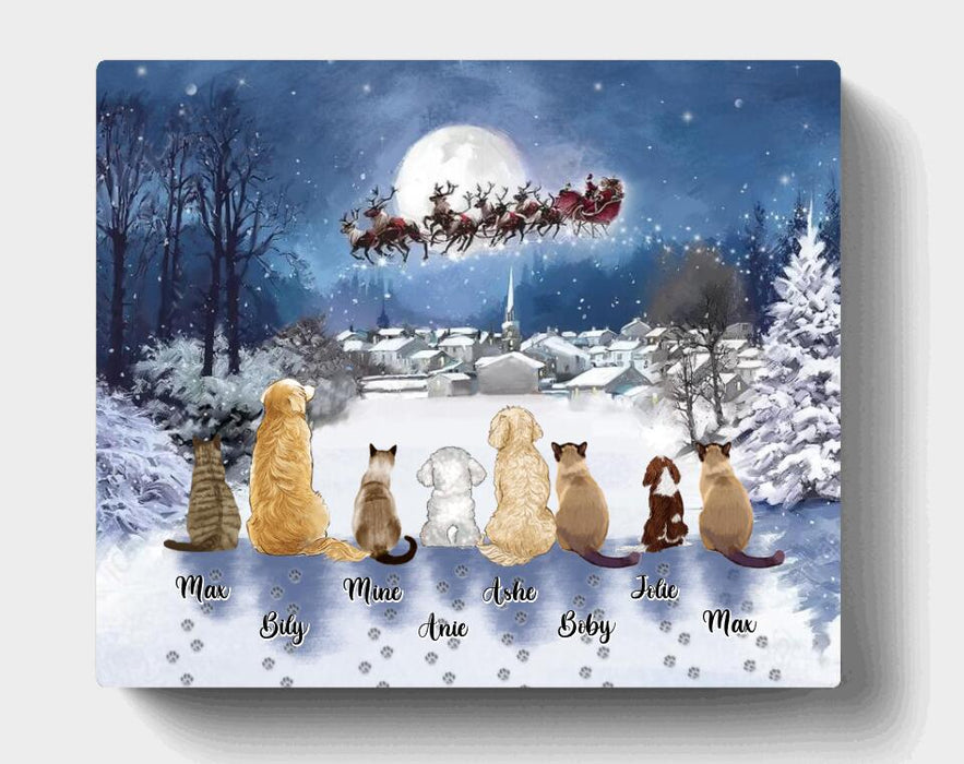 Personalized Christmas Pet Horizontal Canvas - Up to 8 Pets - Best Gift For Christmas And Dog Lovers/Cat Lovers - TT1FV8
