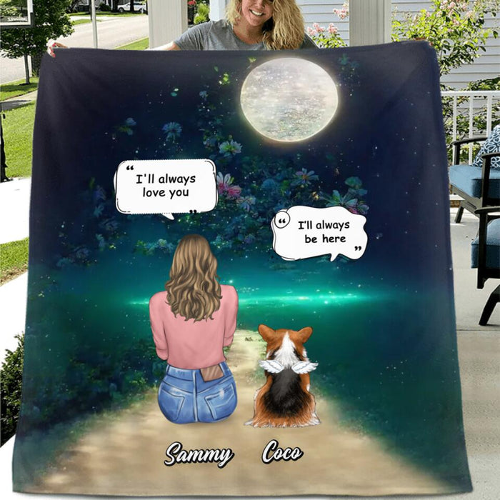 Personalized Memorial Pet Fleece Blanket/Quilt - Memorial Gift Idea For Dog/Cat/Rabbit Lovers - Up to 5 Pets - I'll Always Love You