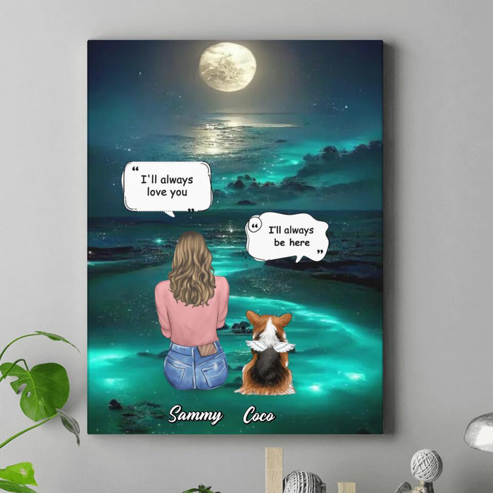 Personalized Memorial Pet Canvas - Memorial Gift Idea For Dog/Cat/Rabbit Lovers - Up to 5 Pets - I'll Always Love You