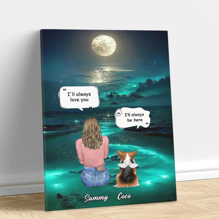 Personalized Memorial Pet Canvas - Memorial Gift Idea For Dog/Cat/Rabbit Lovers - Up to 5 Pets - I'll Always Love You