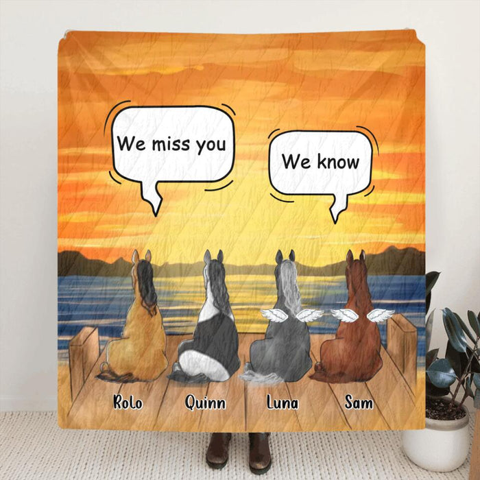 Personalized Memorial Horses Quilt/Fleece Blanket/Pillow Cover - Up to 4 Horses - Memorial Gift Idea For Horse Owners