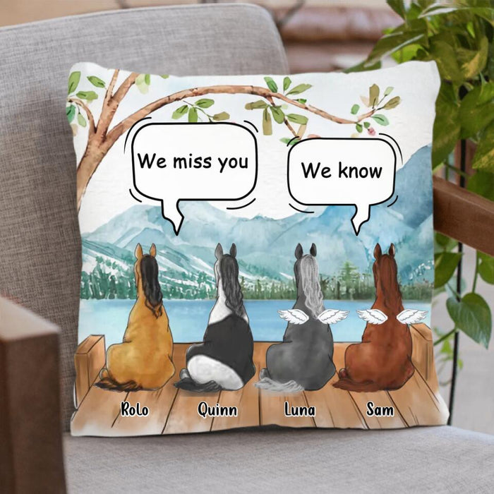 Personalized Memorial Horses Quilt/Fleece Blanket/Pillow Cover - Up to 4 Horses - Memorial Gift Idea For Horse Owners