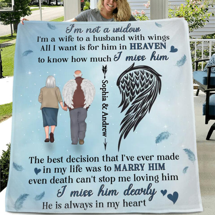 Personalized Memorial Fleece Throw Blanket/Quilt - Memorial Gift Idea From Wife To Husband In Heaven  - He Is Always In My Heart