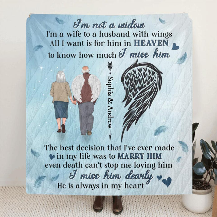 Personalized Memorial Fleece Throw Blanket/Quilt - Memorial Gift Idea From Wife To Husband In Heaven  - He Is Always In My Heart