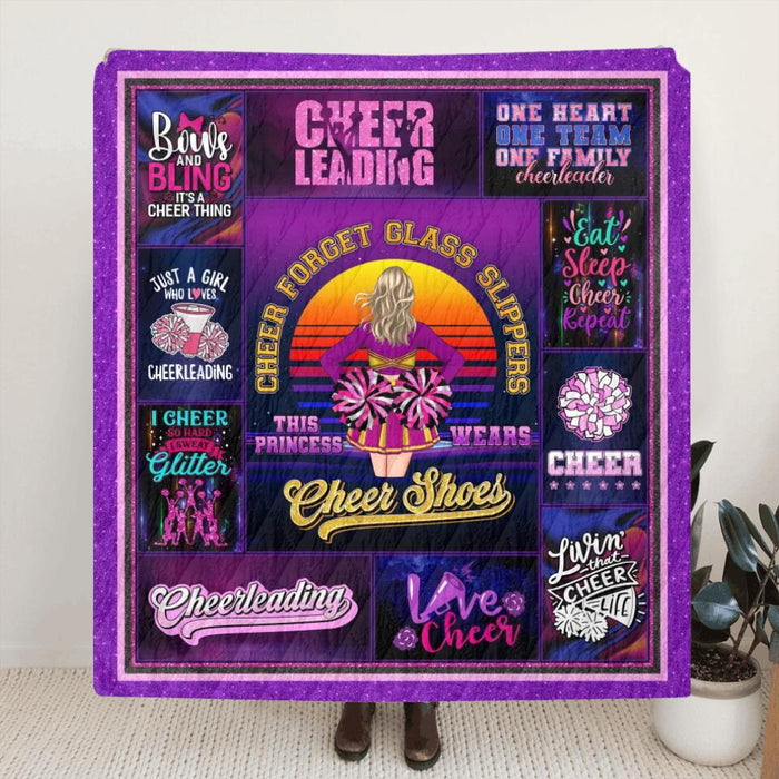 Personalized Cheerleading Fleece Blanket/Quilt - Birthday Gift For Cheerleading Coach, Cheerleader - Cheer Forget Glass Slippers This Princess Wears Cheer Shoes