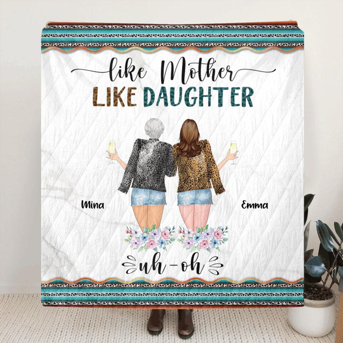 Personalized Mother & Daughter Fleece Throw Blanket/Quilt - Gift Idea For Daughter - Mother's Day Gift From Daughter - Like Mother Like Daughter