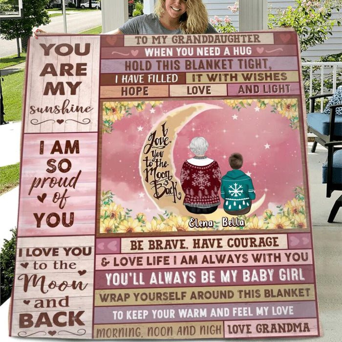 Personalized To My Granddaughter Fleece Throw Blanket/Quilt - Gift Idea For Granddaughter - You Are My Sunshine