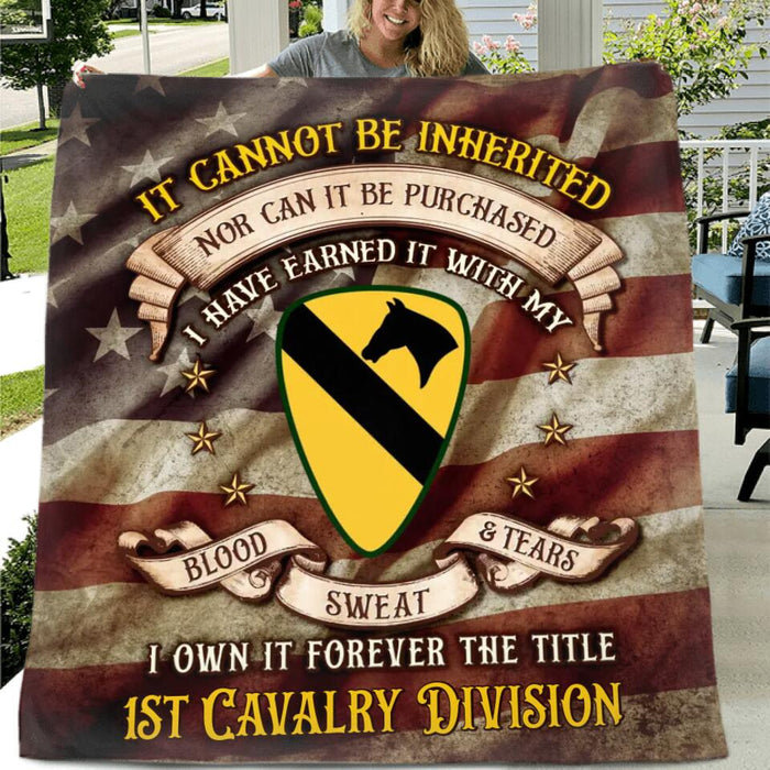 Personalized U.S Veteran Fleece Blanket/Quilt - Gift Idea For Veterans - It Cannot Be Inherited Nor Can It Be Purchased