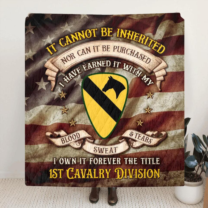Personalized U.S Veteran Fleece Blanket/Quilt - Gift Idea For Veterans - It Cannot Be Inherited Nor Can It Be Purchased