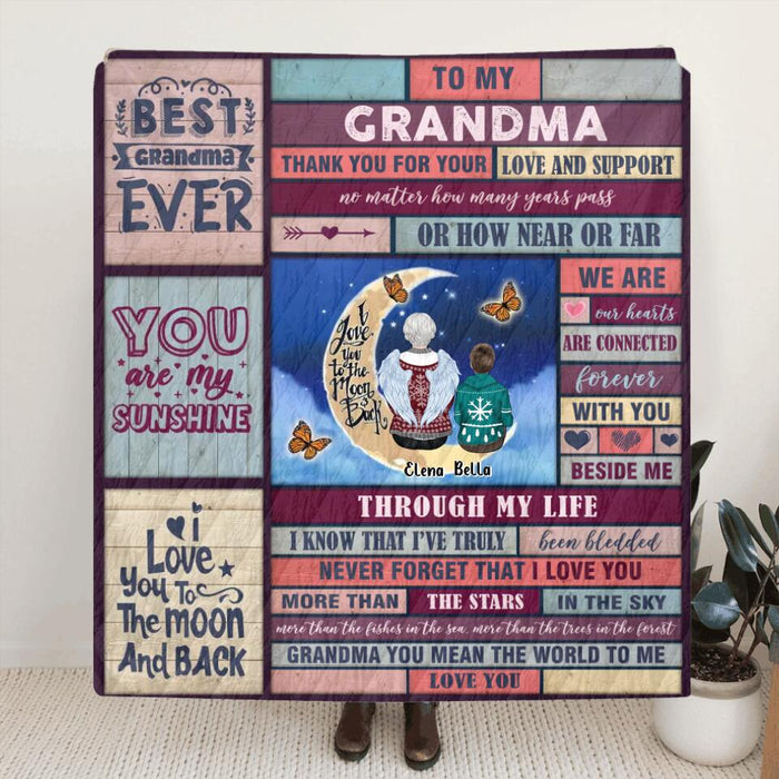 Personalized To My Grandma Fleece Throw Blanket/Quilt - Gift Idea For Grandma From Grandkid - Up to 3 Kids - Best Grandma Ever