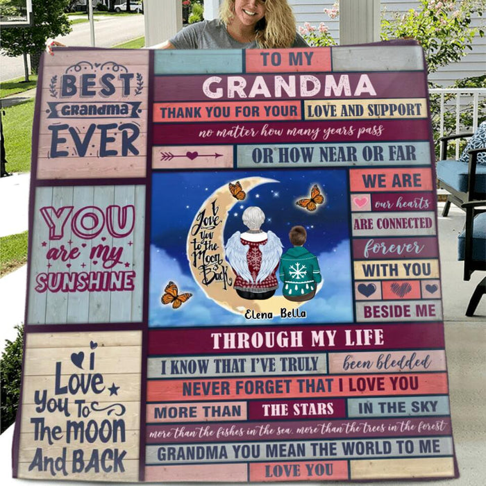 Personalized To My Grandma Fleece Throw Blanket/Quilt - Gift Idea For Grandma From Grandkid - Up to 3 Kids - Best Grandma Ever