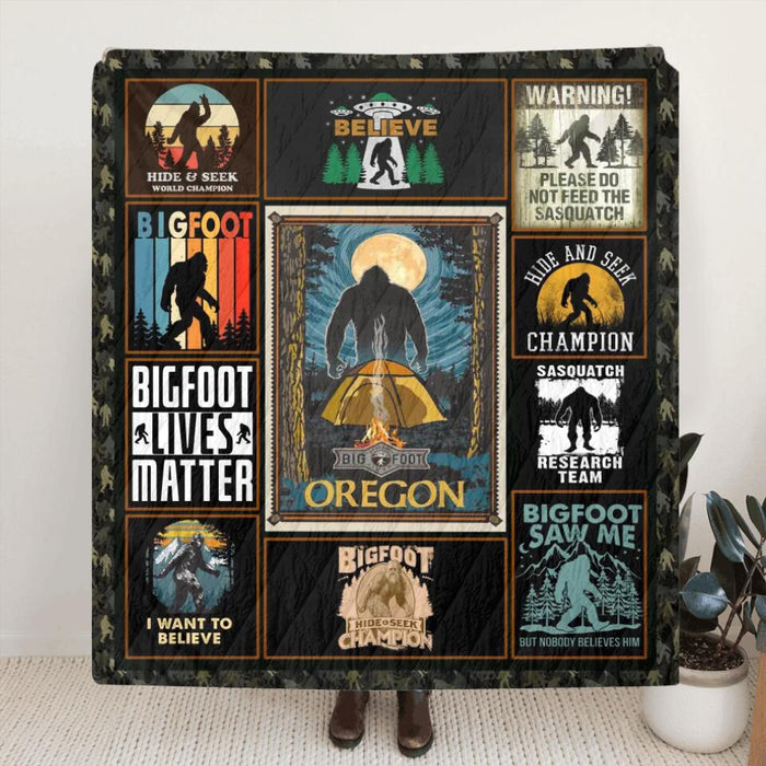 Personalized Bigfoot Fleece Blanket/Quilt - Gift Idea For Family/Friend - Hide & Seek World Champion