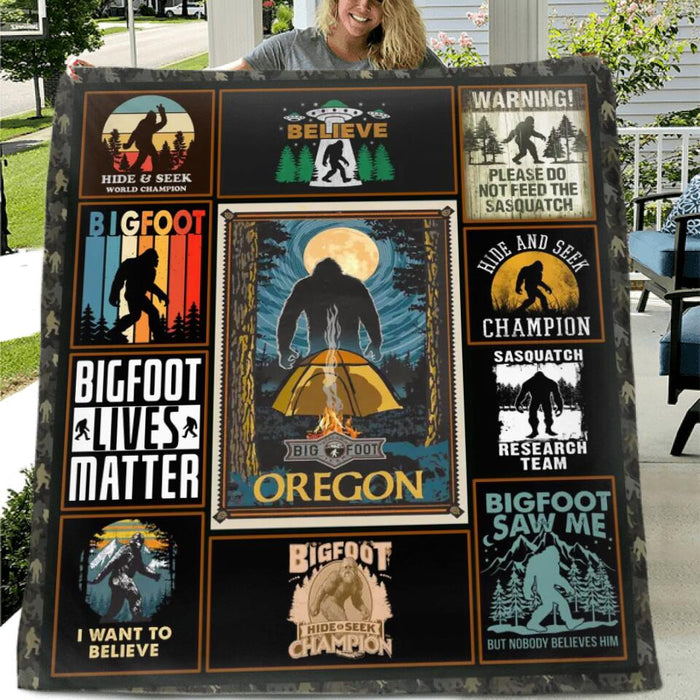 Personalized Bigfoot Fleece Blanket/Quilt - Gift Idea For Family/Friend - Hide & Seek World Champion