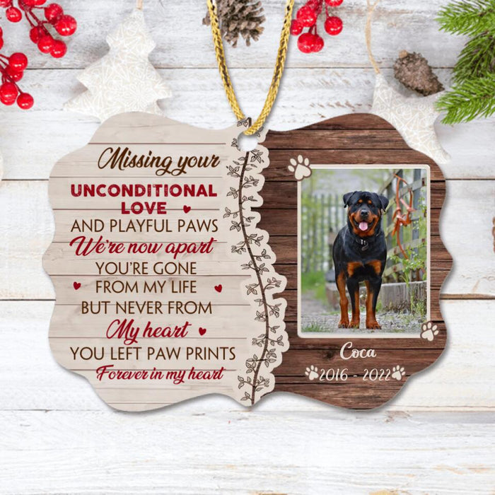 Personalized Memorial Dog Photo Rectangle Wooden Ornament - Memorial Gift Idea For Dog Lovers/Owners - Missing Your Unconditional Love And Playful Paws