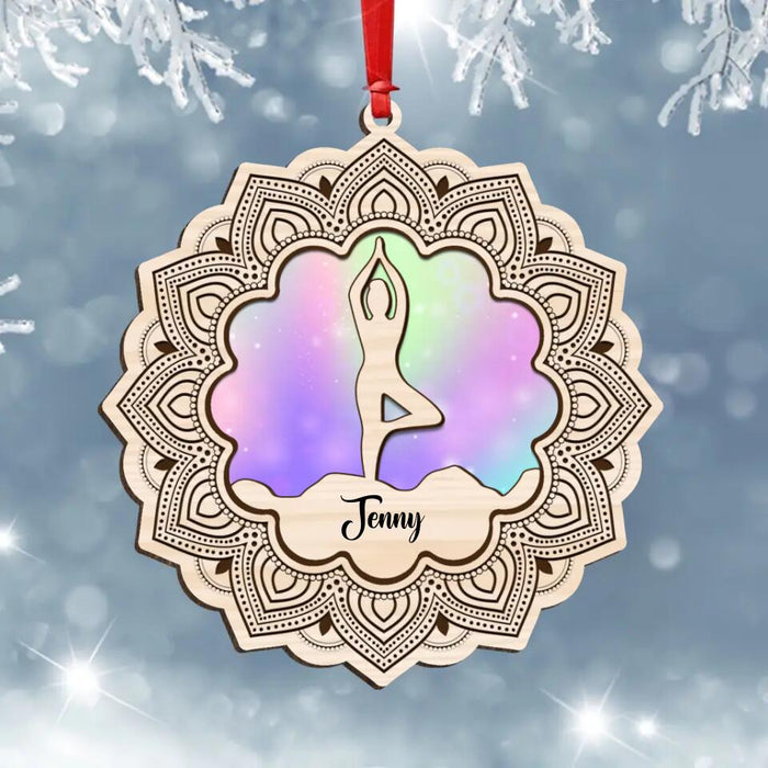 Personalized Yoga Wooden Ornament - Christmas/Birthday Gift Idea for Yoga Lovers