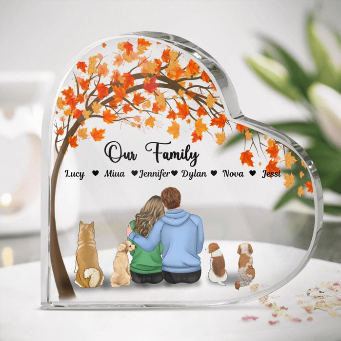 Personalized Couple With Dogs Crystal Heart - Gift Idea For Couple/Dog Lovers - Up to 4 Dogs - Our Family