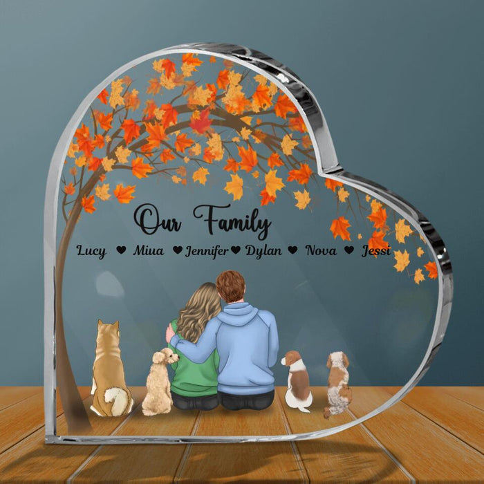 Personalized Couple With Dogs Crystal Heart - Gift Idea For Couple/Dog Lovers - Up to 4 Dogs - Our Family
