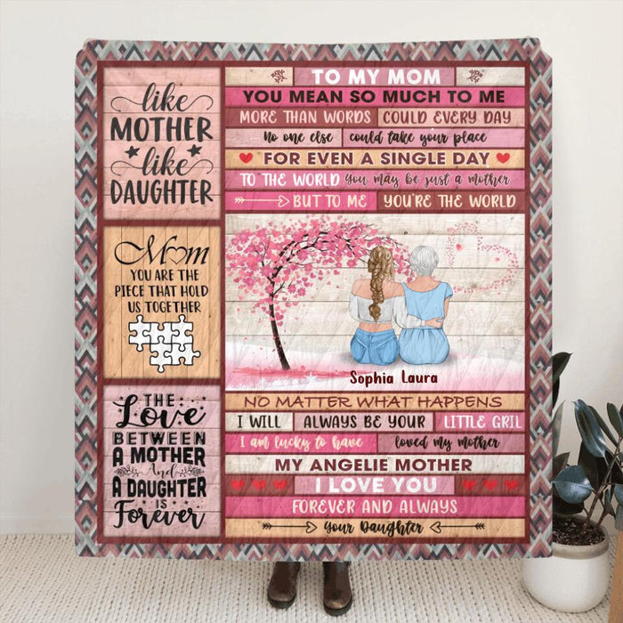 Personalized Mom & Daughters Quilt/Fleece Throw Blanket - Gift Idea For Mom - Up to 4 Daughters - To My Mom, You Mean So Much To Me
