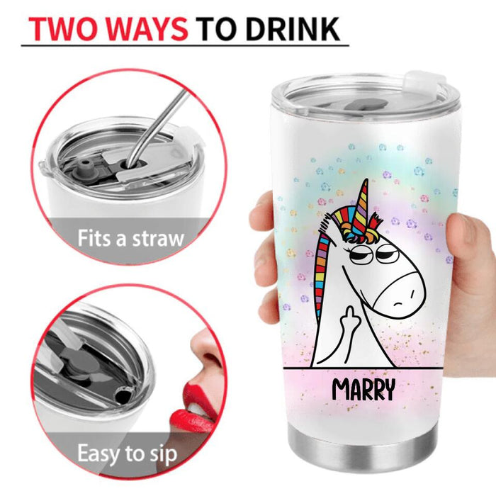 Personalized Unicorn Friends Tumbler - Up to 5 Unicorns - Gift Idea For Friends/Besties - Forget Sugar & Spice I'm Full Of Sarcasm & Profanity
