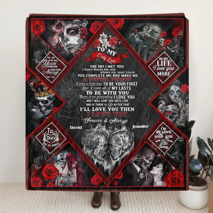Personalized Skeleton Couple Fleece Throw Blanket/Quilt - Gift Idea For Couple, Husband and Wife - To My Only Love