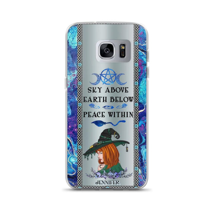 Custom Personalized Witch Phone Case - Gift Idea For Witch Lovers - Sky Above Earth Below Peace Within - Cases For iPhone & Samsung