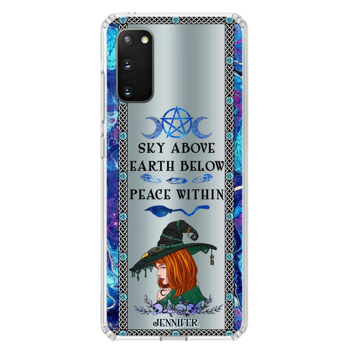 Custom Personalized Witch Phone Case - Gift Idea For Witch Lovers - Sky Above Earth Below Peace Within - Cases For iPhone & Samsung