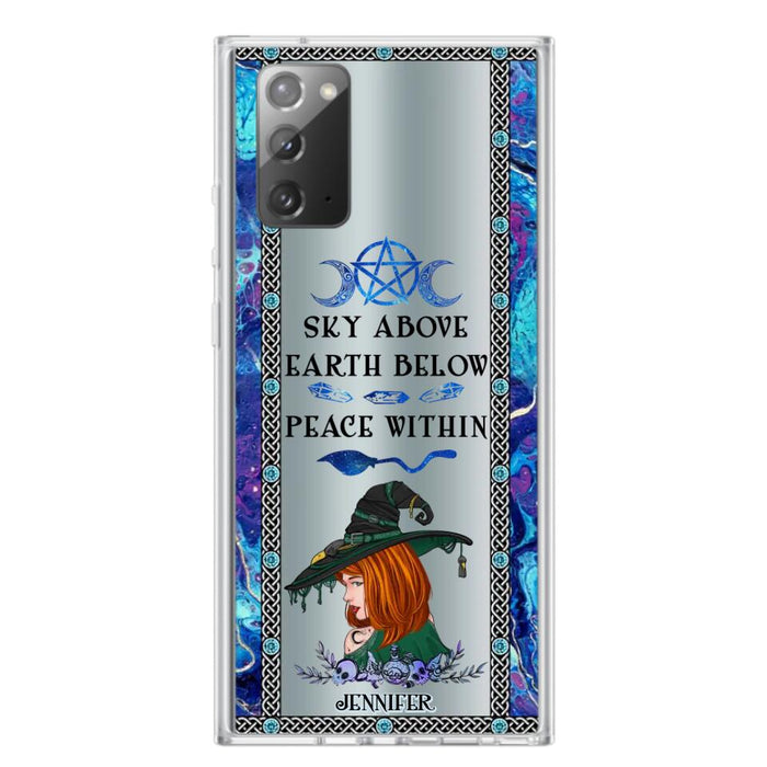 Custom Personalized Witch Phone Case - Gift Idea For Witch Lovers - Sky Above Earth Below Peace Within - Cases For iPhone & Samsung