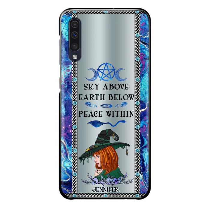 Custom Personalized Witch Phone Case - Gift Idea For Witch Lovers - Sky Above Earth Below Peace Within - Cases For iPhone & Samsung