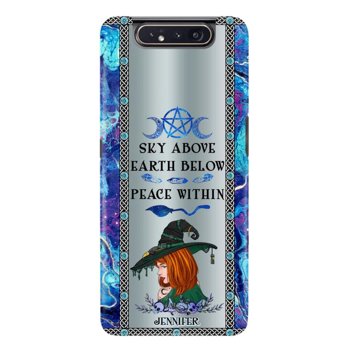 Custom Personalized Witch Phone Case - Gift Idea For Witch Lovers - Sky Above Earth Below Peace Within - Cases For iPhone & Samsung