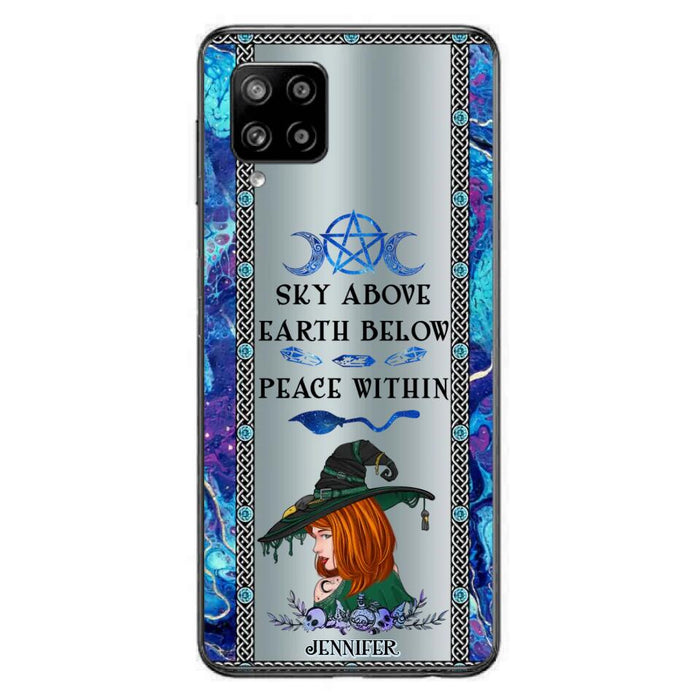 Custom Personalized Witch Phone Case - Gift Idea For Witch Lovers - Sky Above Earth Below Peace Within - Cases For iPhone & Samsung