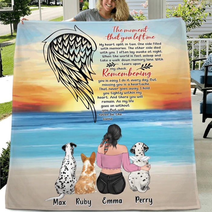 Personalized Memorial Pet Mom Quilt/Fleece Throw Blanket - Memorial Gift Idea For Dog/Cat Lover - Up to 3 Pets - The Moment That You Left Me