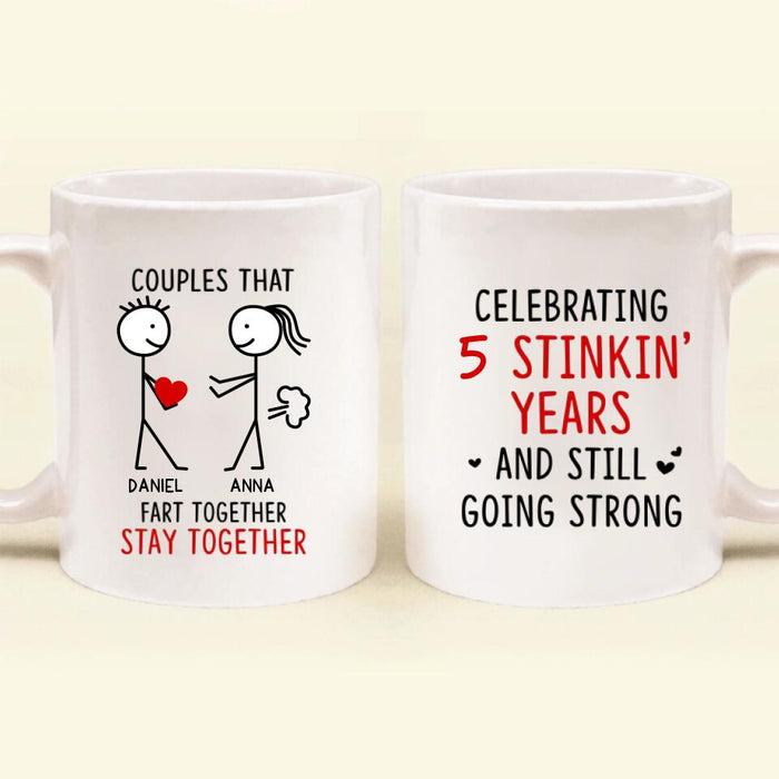 Personalized Fart Couple Coffee Mug - Anniversary/Valentine's Day Gift Idea For Couple/Husband& Wife - Couples That Fart Together Stay Together