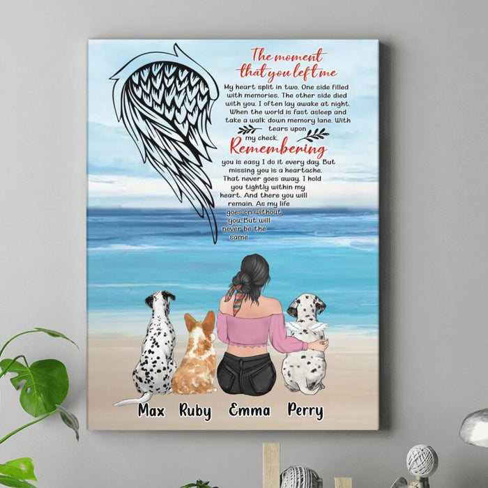 Personalized Memorial Pet Mom Canvas - Memorial Gift Idea For Dog/Cat Lover - Up to 3 Pets - The Moment That You Left Me