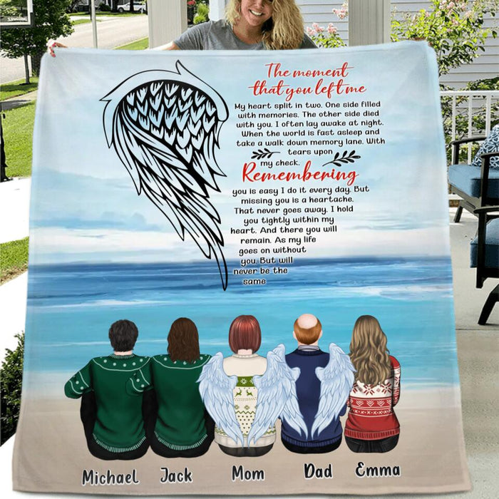 Personalized Memorial Family Quilt/Fleece Throw Blanket - Memorial Gift Idea For Family Member - Up to 5 People - The Moment That You Left Me