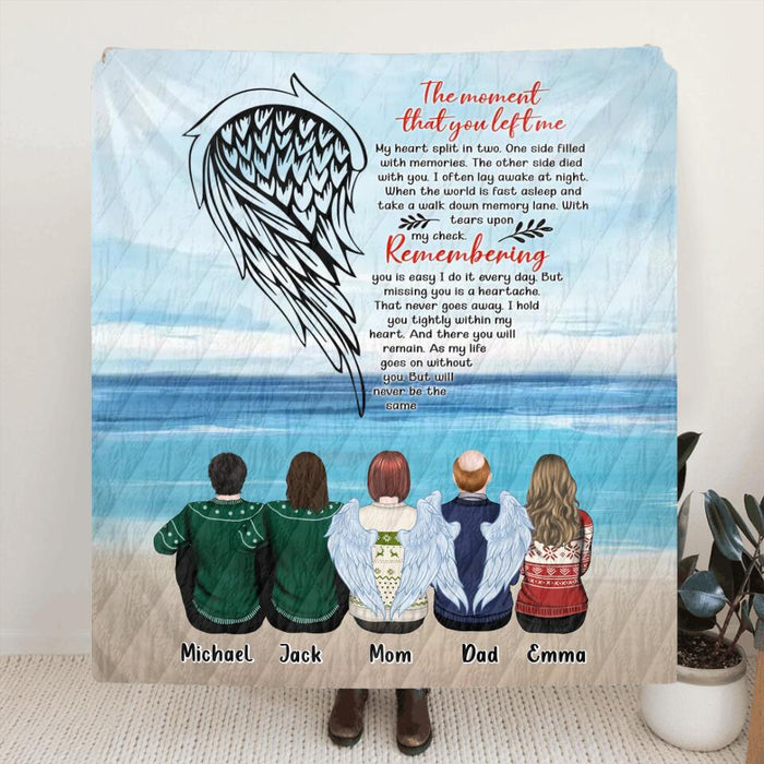 Personalized Memorial Family Quilt/Fleece Throw Blanket - Memorial Gift Idea For Family Member - Up to 5 People - The Moment That You Left Me
