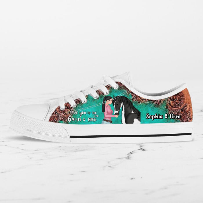 Personalized Horse Mom Sneakers - Up to 3 Horses - Gift Idea For Horse Lovers - I Love You To The Moon & Back