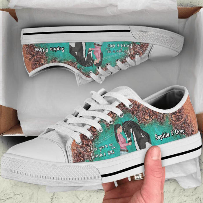 Personalized Horse Mom Sneakers - Up to 3 Horses - Gift Idea For Horse Lovers - I Love You To The Moon & Back