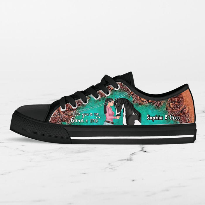 Personalized Horse Mom Sneakers - Up to 3 Horses - Gift Idea For Horse Lovers - I Love You To The Moon & Back