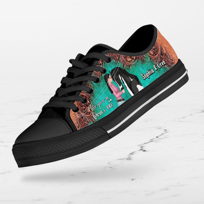 Personalized Horse Mom Sneakers - Up to 3 Horses - Gift Idea For Horse Lovers - I Love You To The Moon & Back