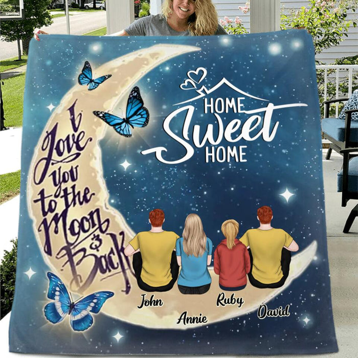 Personalized Family Pillow Cover/Fleece Throw Blanket/Quilt - Gift Idea For Family - Up to 4 People - Together Is Our Favorite Place To Be