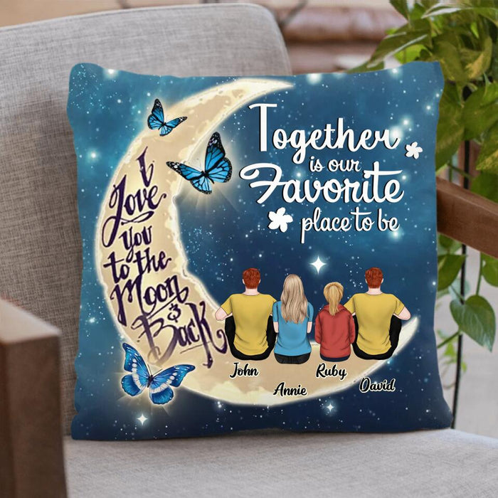 Personalized Family Pillow Cover/Fleece Throw Blanket/Quilt - Gift Idea For Family - Up to 4 People - Together Is Our Favorite Place To Be