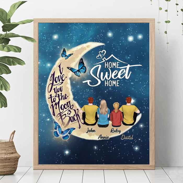 Personalized Family Poster - Gift Idea For Family - Up to 4 People - Home Sweet Home