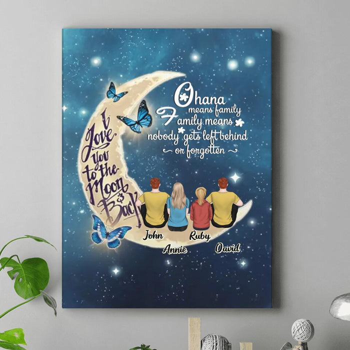 Personalized Family Canvas - Gift Idea For Family - Up to 4 People - Ohana Means Family