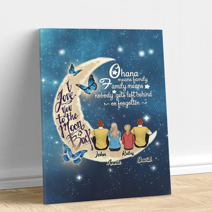 Personalized Family Canvas - Gift Idea For Family - Up to 4 People - Ohana Means Family