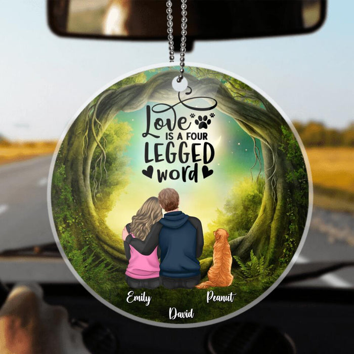 Personalized Couple And Dogs Ornament - Couple With Up to 5 Dogs - Gift Idea For Couple/Dog Lover - Life Is Better With A Dog