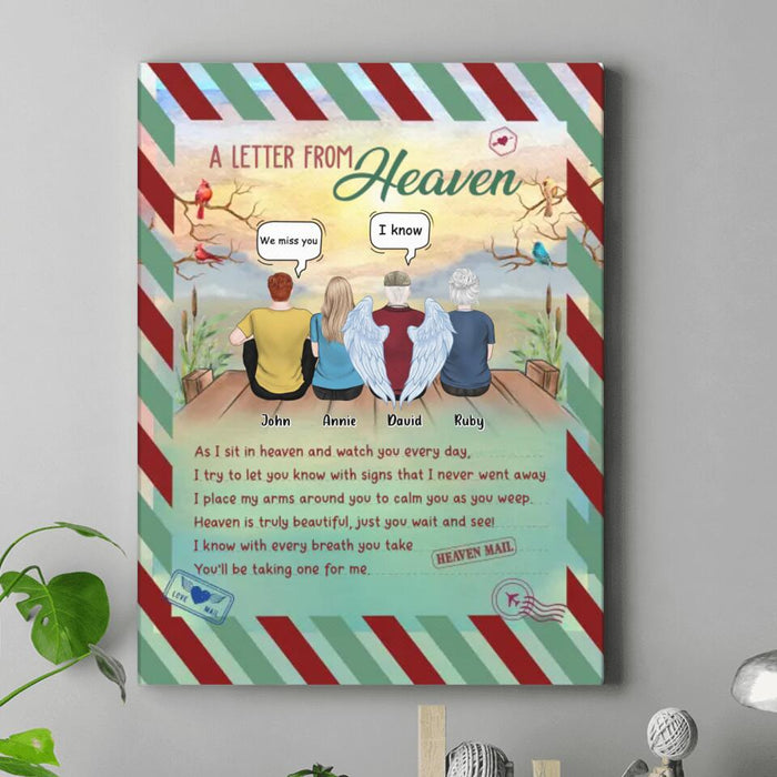 Personalized Memorial Family Canvas - Memorial Gift Idea For Family Members - Up to 4 People - A Letter From Heaven
