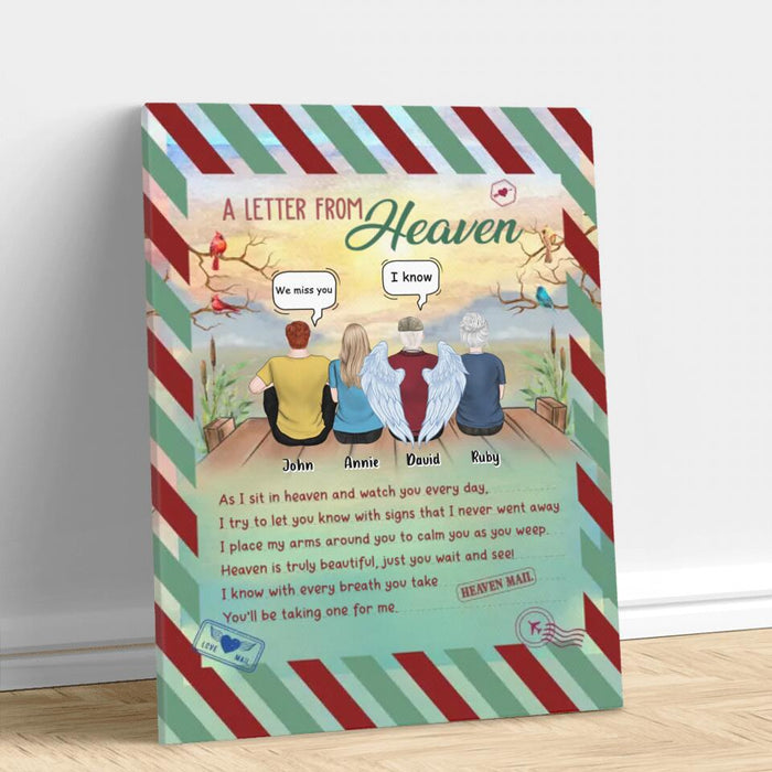 Personalized Memorial Family Canvas - Memorial Gift Idea For Family Members - Up to 4 People - A Letter From Heaven