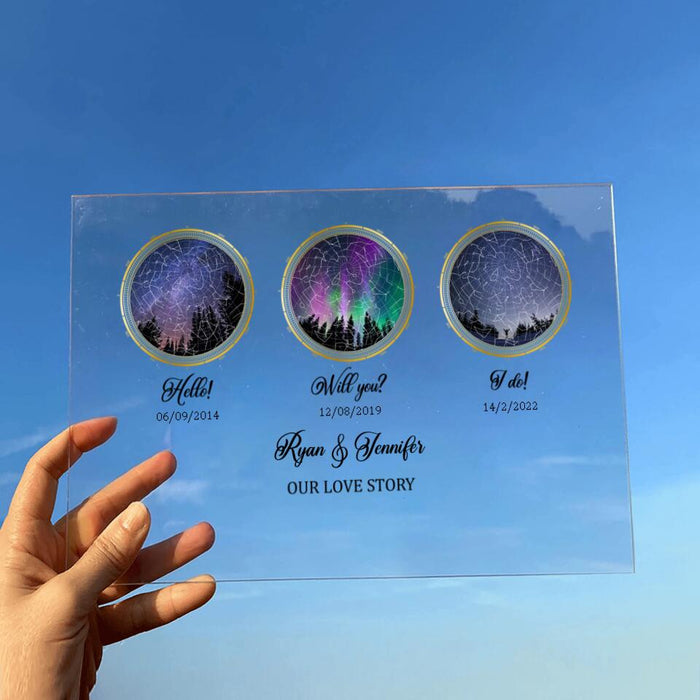 Personalized Couple Star Map Acrylic Plaque - Gift Idea For Couple - Our Love Story