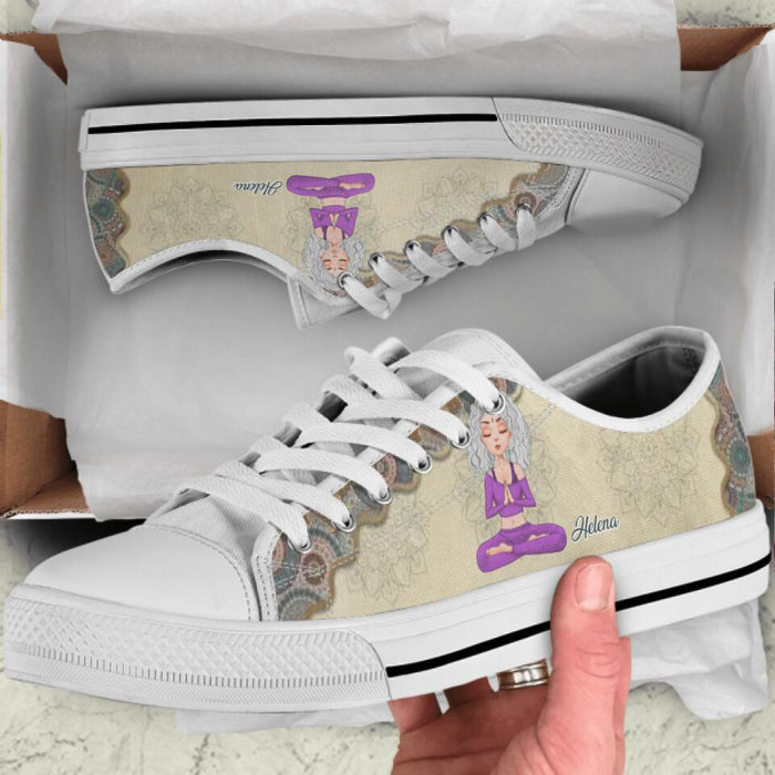 Personalized Yoga Canvas Low Top Sneakers - Gift for Yoga Lover