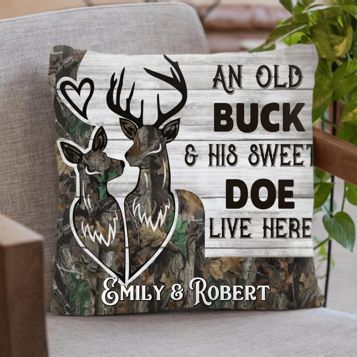 Personalized Deer Hunting Pillow Cover, Cushion Cover - Gift for Couple, Husband and Wife, Hunting Lovers